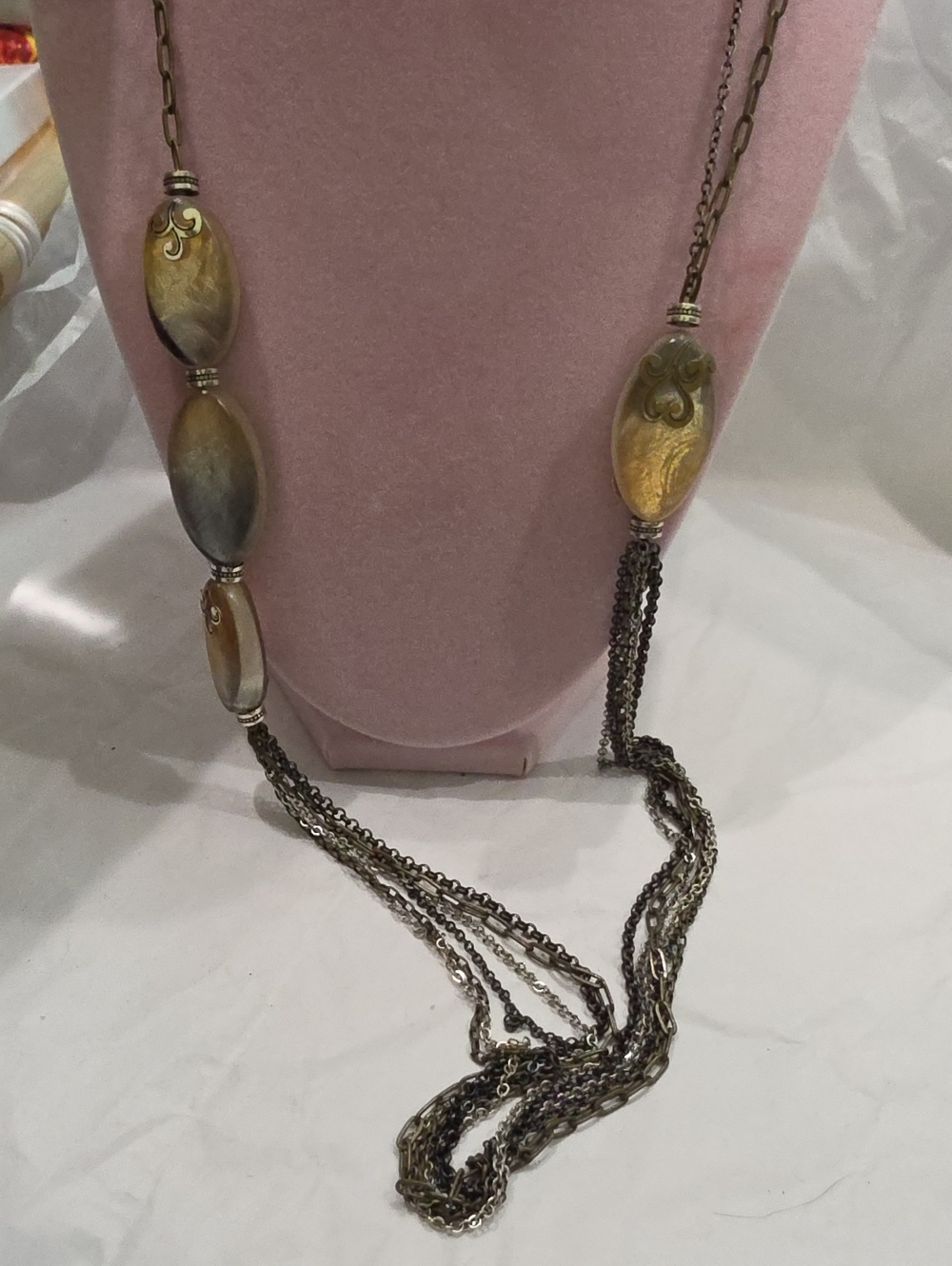 Brighton Long Necklace SHELL SHIMMER Brown Beads Multi Black Silver